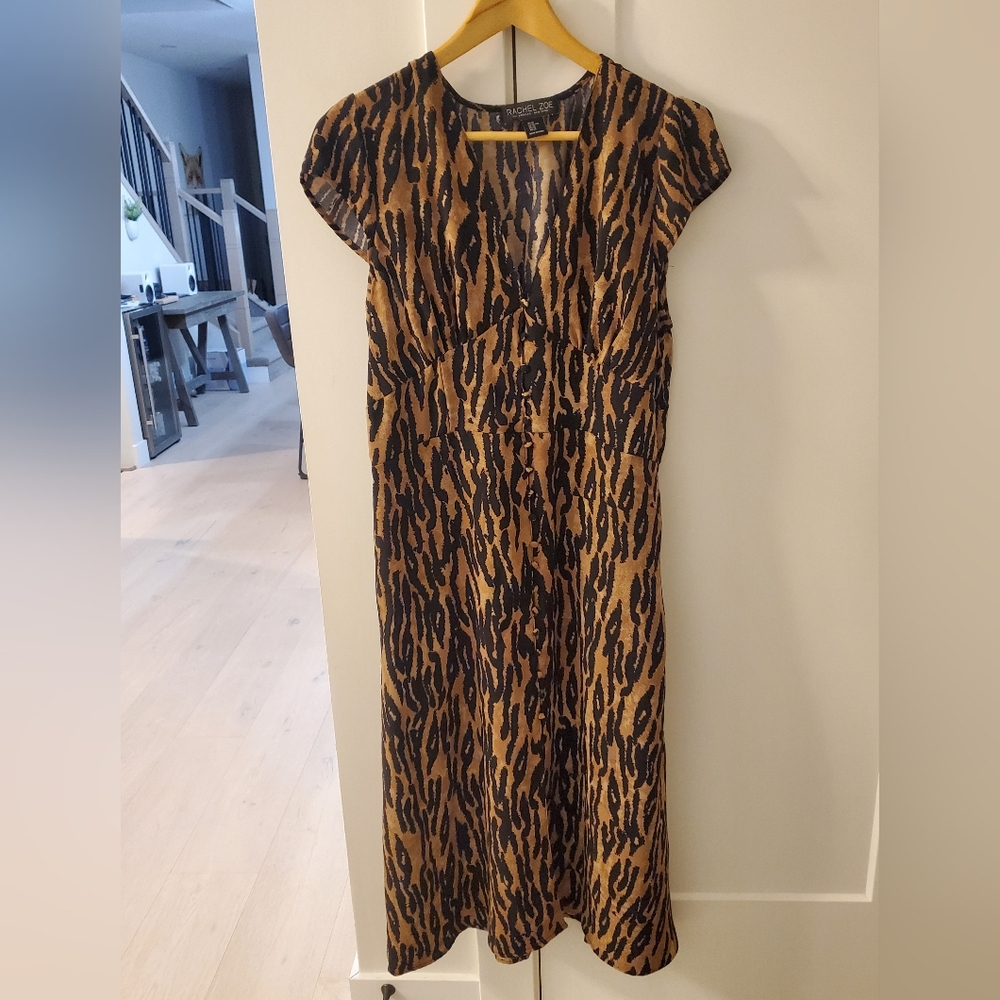 Rachel Zoe- XL Brown & Black Animal Print Midi Dress